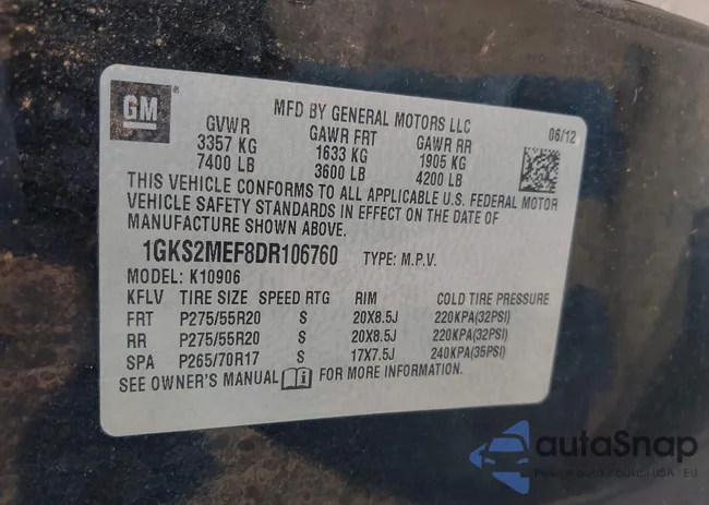 1GKS2MEF8DR106760: 42931661