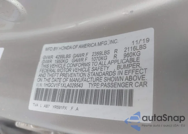 1HGCV1F1XLA029543: 42932142