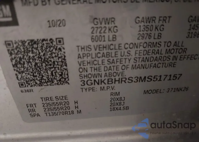 3GNKBHRS3MS517157: 42932210