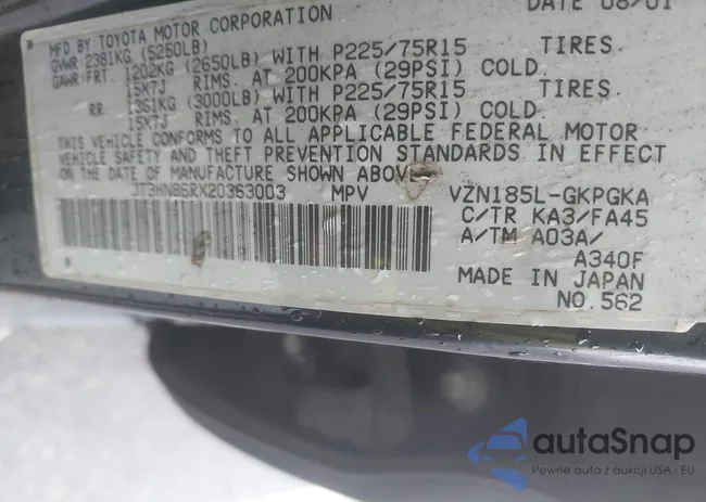 JT3HN86RX20363003: 42931364