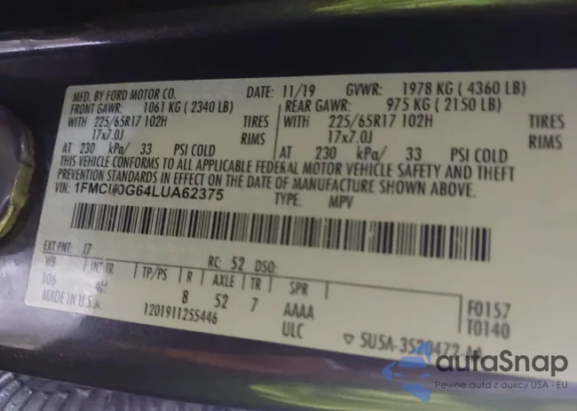 1FMCU0G64LUA62375: 42931382