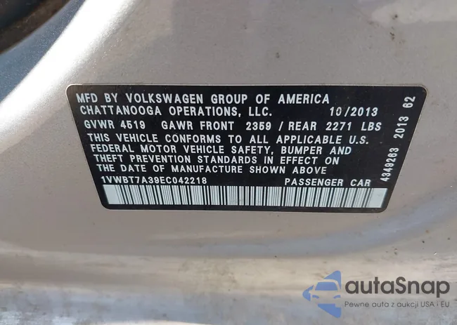 1VWBT7A39EC042218: 42931648