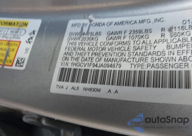 1HGCV1F94JA094679: 42932704