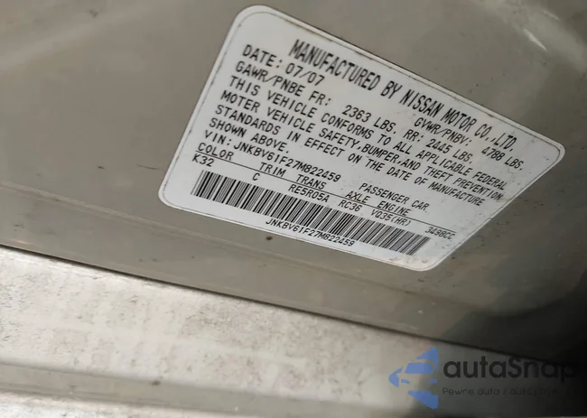 JNKBV61F27M822459: 42932909