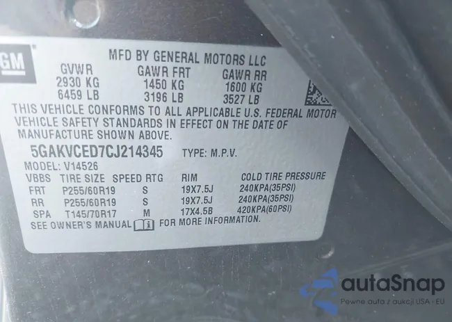 5GAKVCED7CJ214345: 42932911