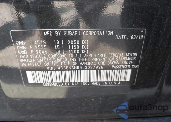 4S3BNAN69J3037996: 42932961