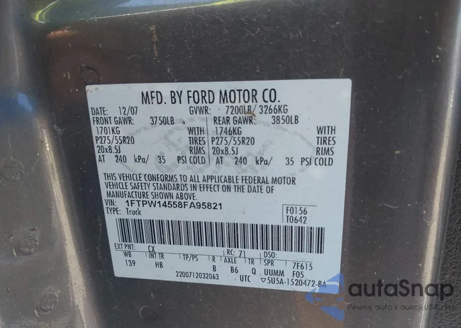 1FTPW14558FA95821: 42933131