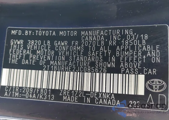 2T1BURHE2JC085626: 42933184