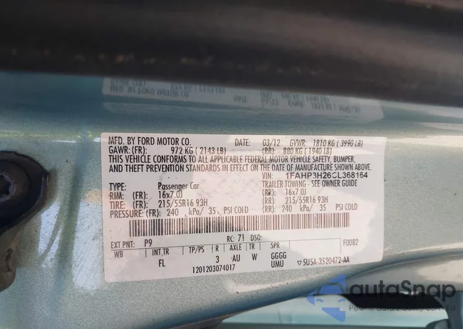 1FAHP3H26CL368164: 42933251