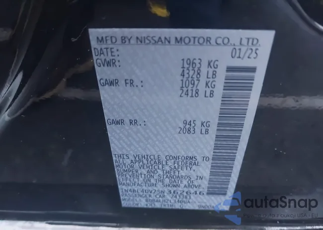 1N4BL4DV2SN362646: 42934228