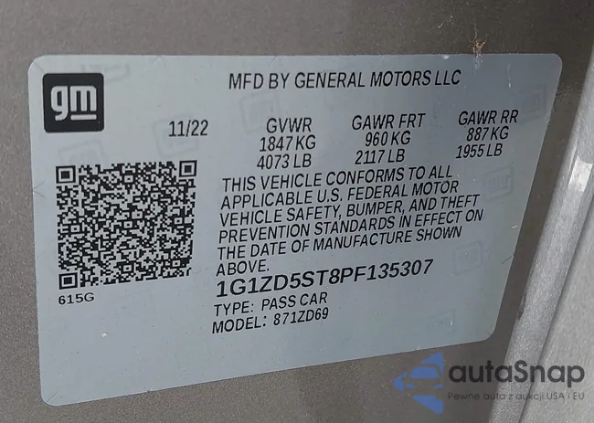 1G1ZD5ST8PF135307: 42933405