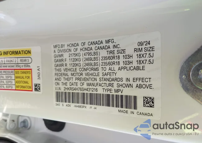 2HKRS4H76SH431216: 42933477