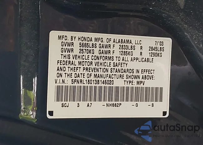 5FNRL18013B146020: 42933646