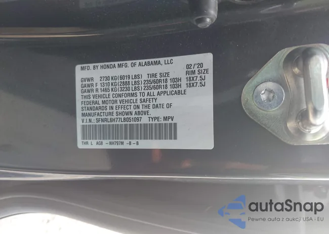 5FNRL6H77LB051097: 42935000