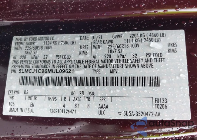 5LMCJ1C96MUL09621: 42934451