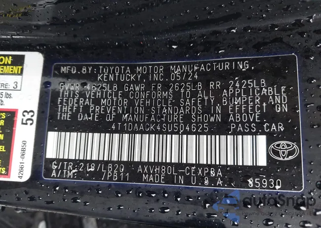 4T1DAACK4SU504625: 42935685