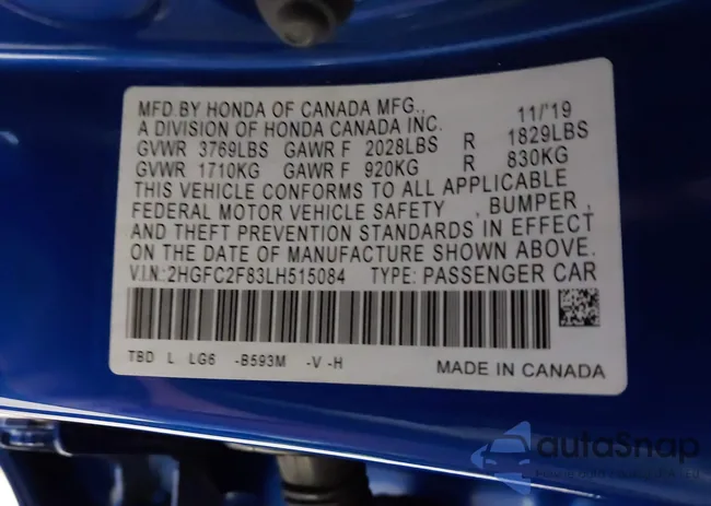 2HGFC2F83LH515084: 42935721