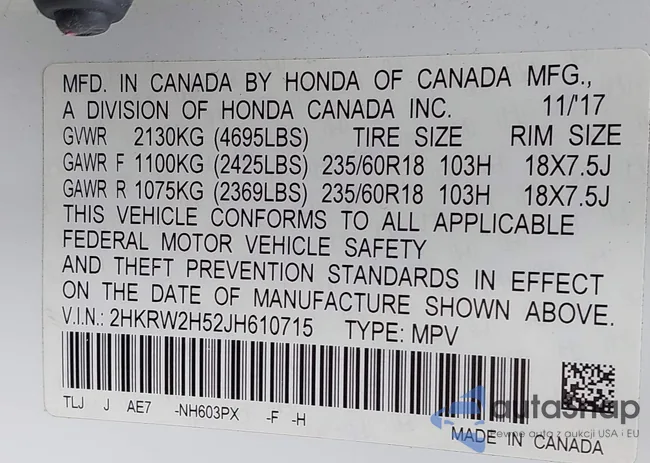 2HKRW2H52JH610715: 42936214