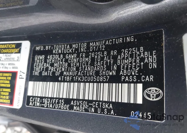 4T1BF1FK3CU050857: 42935529