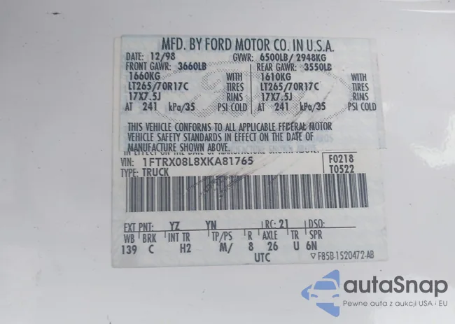 1FTRX08L8XKA81765: 42935581