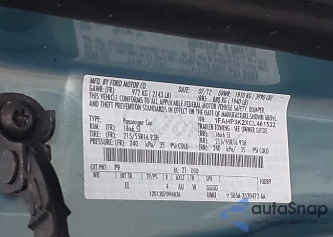 1FAHP3K2XCL461522: 42936645