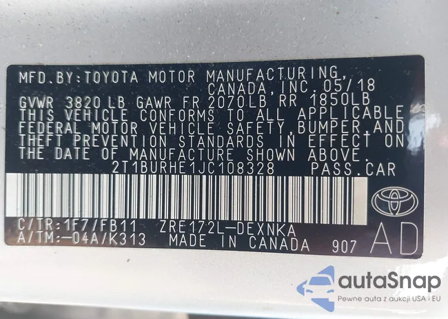 2T1BURHE1JC108328: 42936895