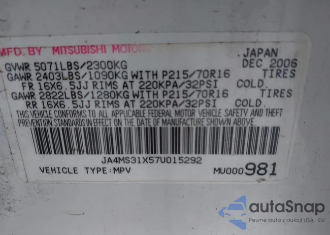 JA4MS31X57U015292: 42937149