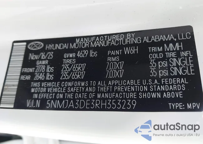 5NMJA3DE3RH353239: 42936250