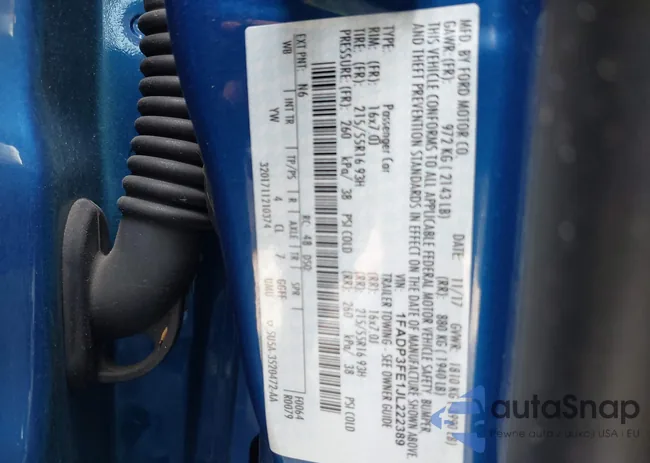 1FADP3FE1JL222389: 42936555