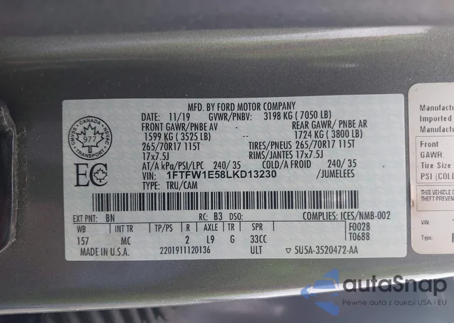 1FTFW1E58LKD13230: 42936556