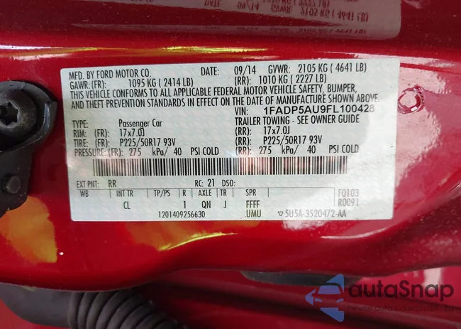 1FADP5AU9FL100428: 42936563