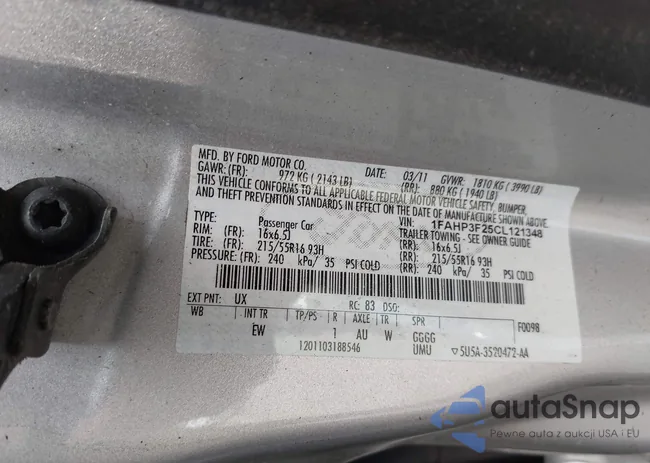 1FAHP3F25CL121348: 42936603