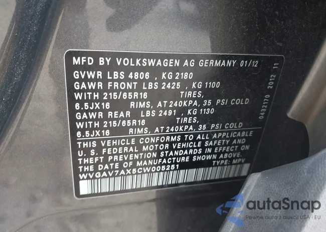 WVGAV7AX5CW005251: 42937736