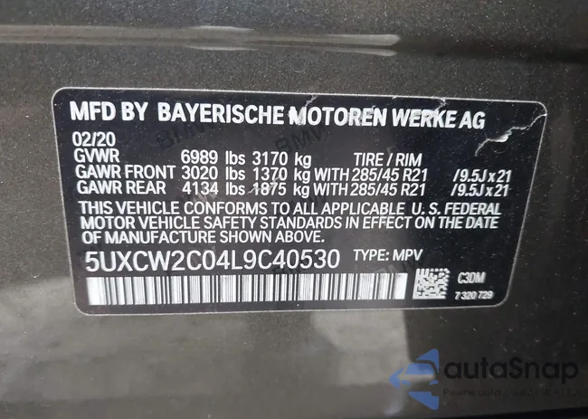 5UXCW2C04L9C40530: 42938040