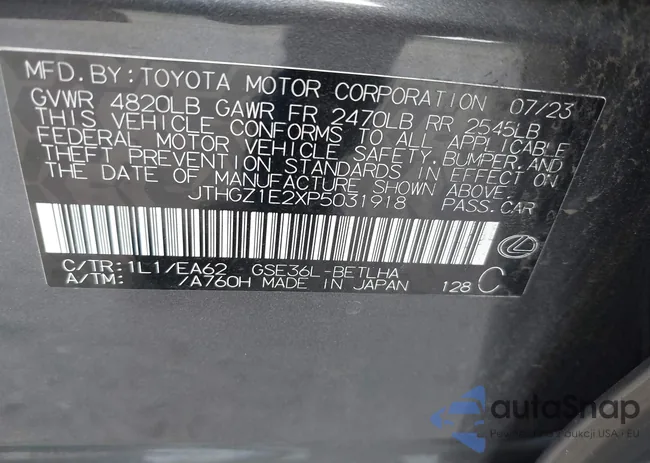 JTHGZ1E2XP5031918: 42938149