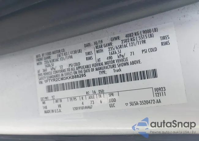 1FTYR2CM3KKB88295: 42938174