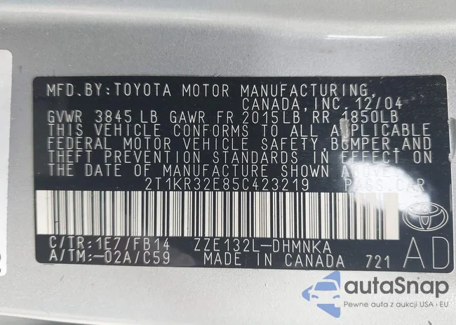 2T1KR32E85C423219: 42937401