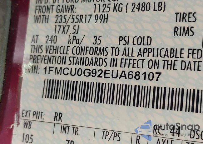 1FMCU0G92EUA68107: 42938827