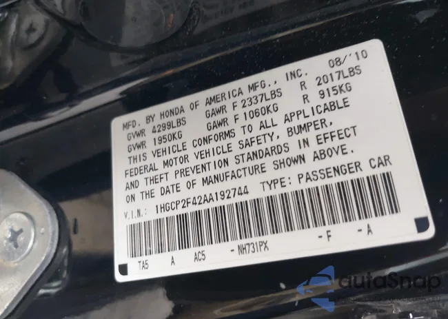 1HGCP2F42AA192744: 42938883