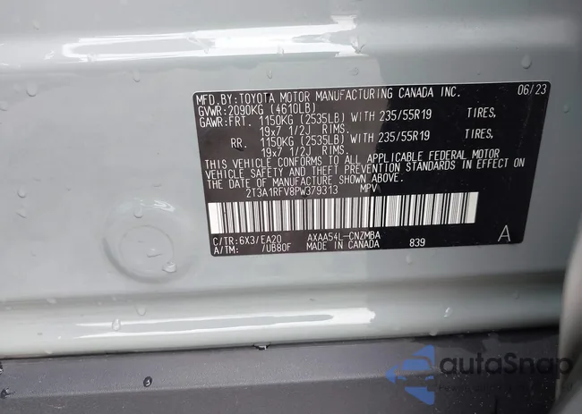 2T3A1RFV8PW379313: 42938272