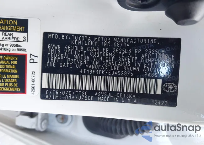 4T1BF1FKXEU452975: 42938412