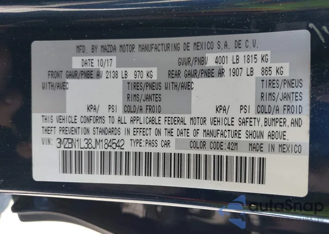 3MZBN1L38JM184542: 42938418