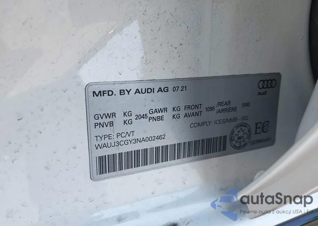 WAUJ3CGY3NA002462: 42938525