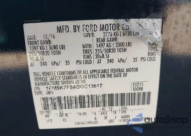 1FM5K7F84GGC13617: 42939830