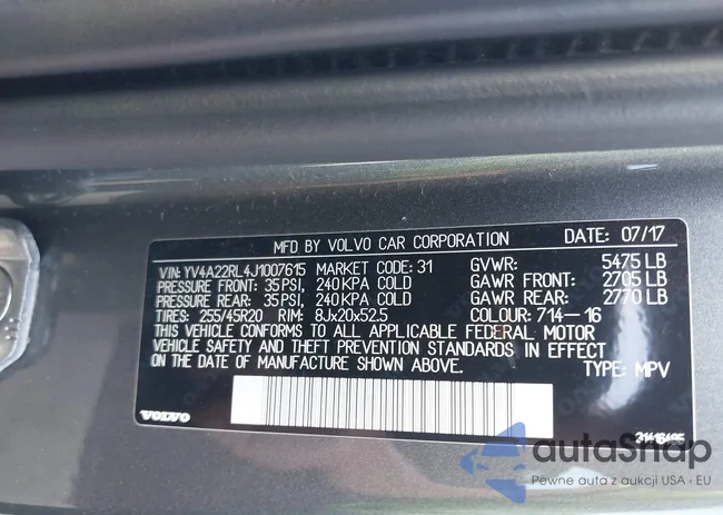 YV4A22RL4J1007615: 42940168