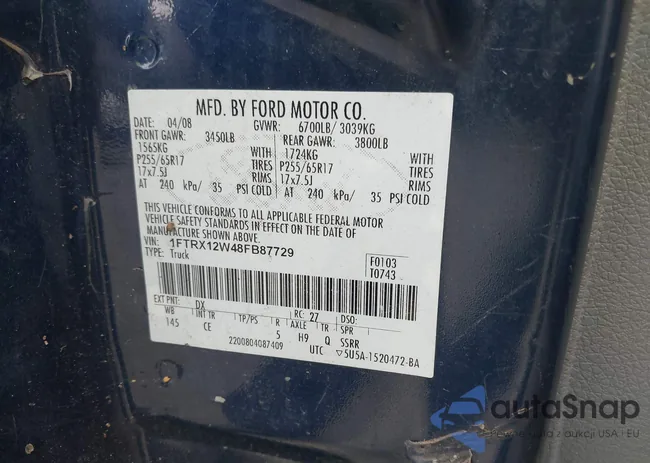 1FTRX12W48FB87729: 42939532