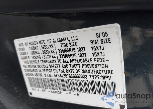 5FNRL38786B002333: 42939569