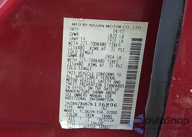 5N1BV28U67N136896: 42940661