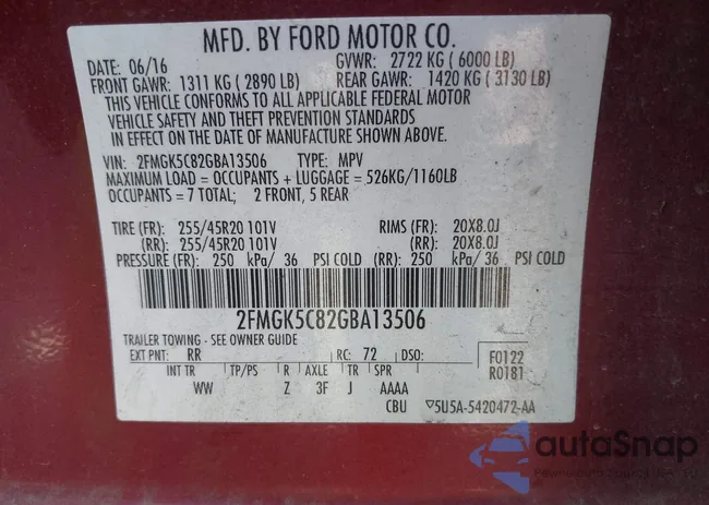 2FMGK5C82GBA13506: 42940943