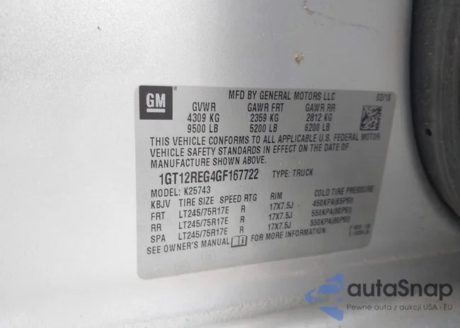 1GT12REG4GF167722: 42940991